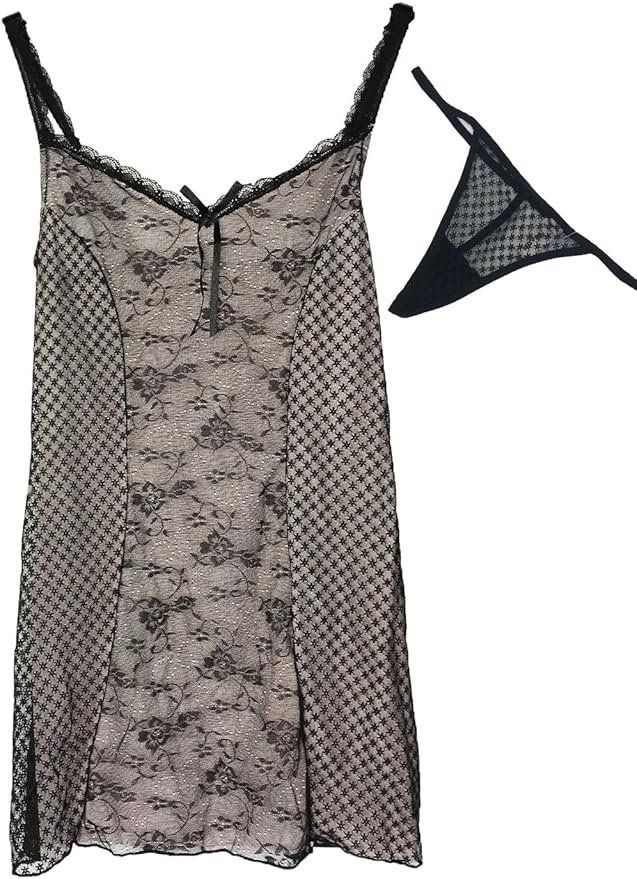 Lace Chemise and Thong Set